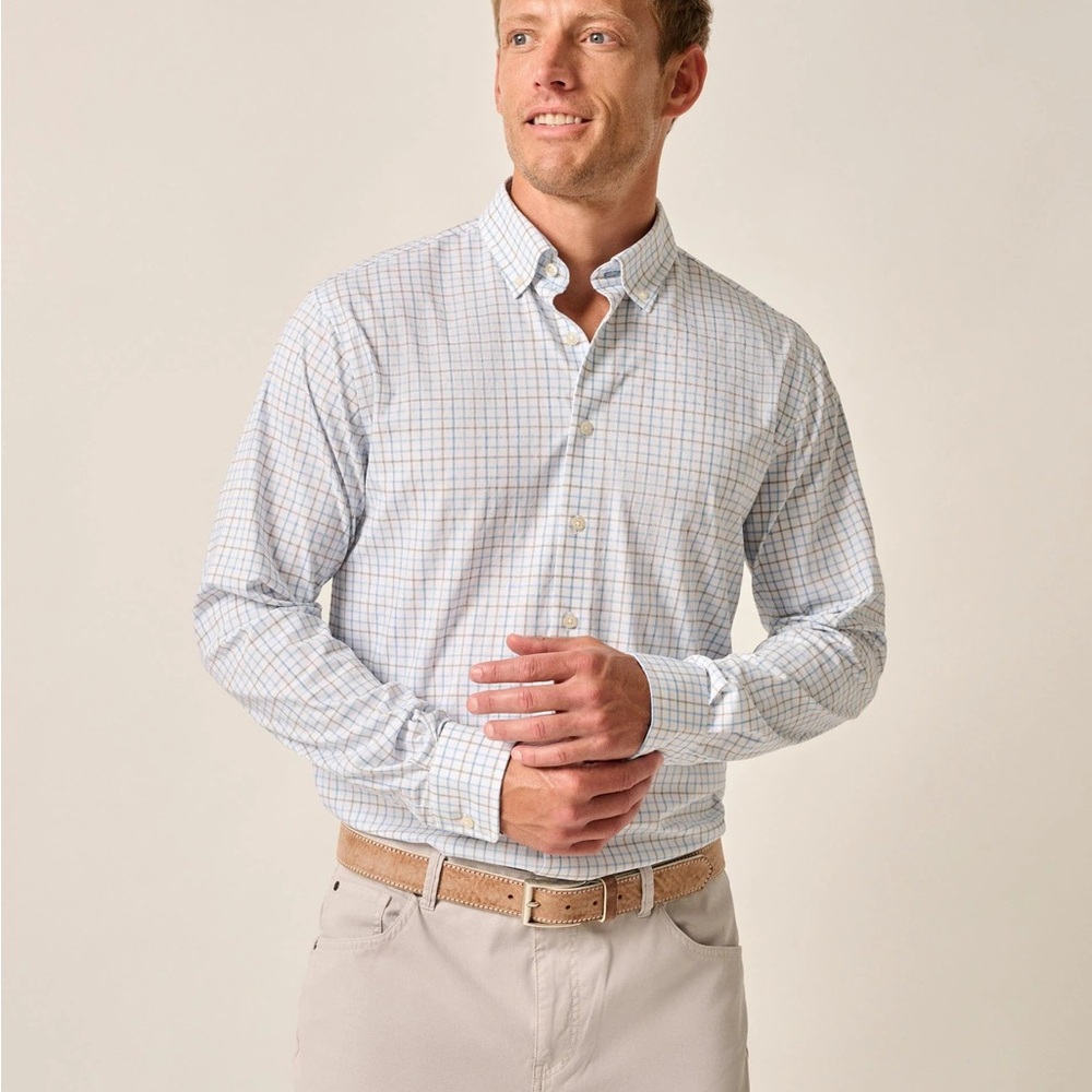 johnnie-O Yellow, grey and Blue Casual Button Down Shirt